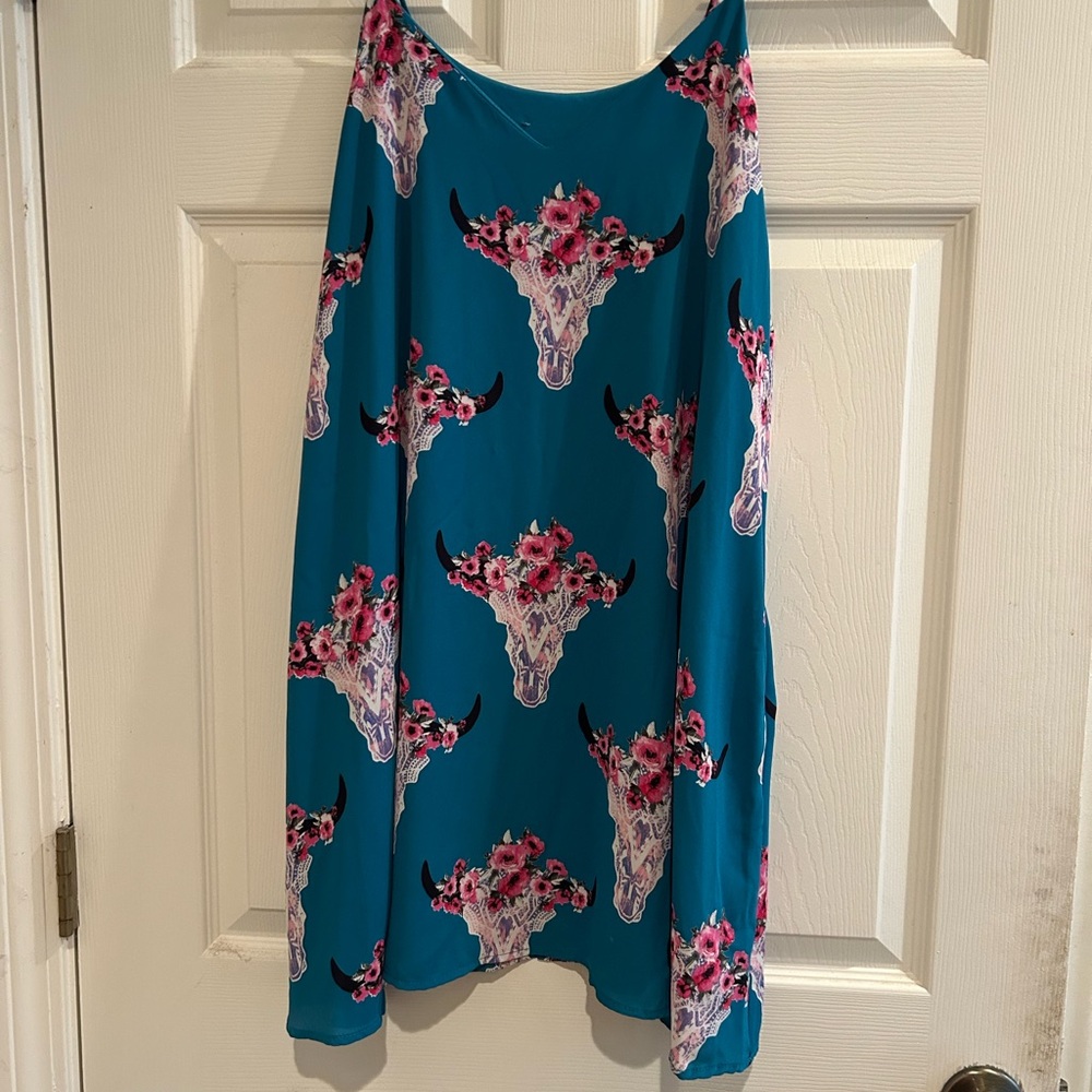 Floral Skull Print Mini Dress